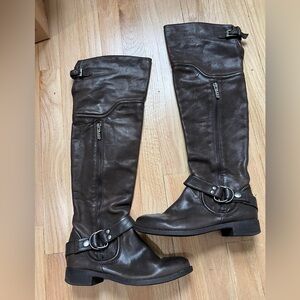 Miss Sixty Knee High Leather Moto Boots Size 36